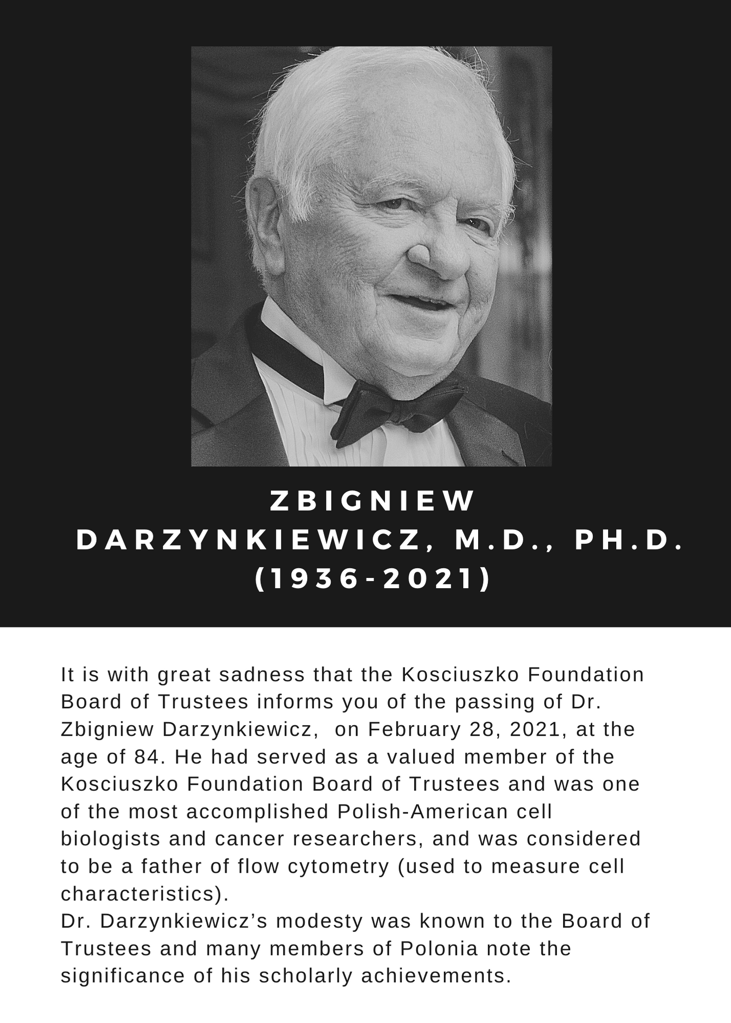 In Memoriam Dr. Darzynkiewicz 